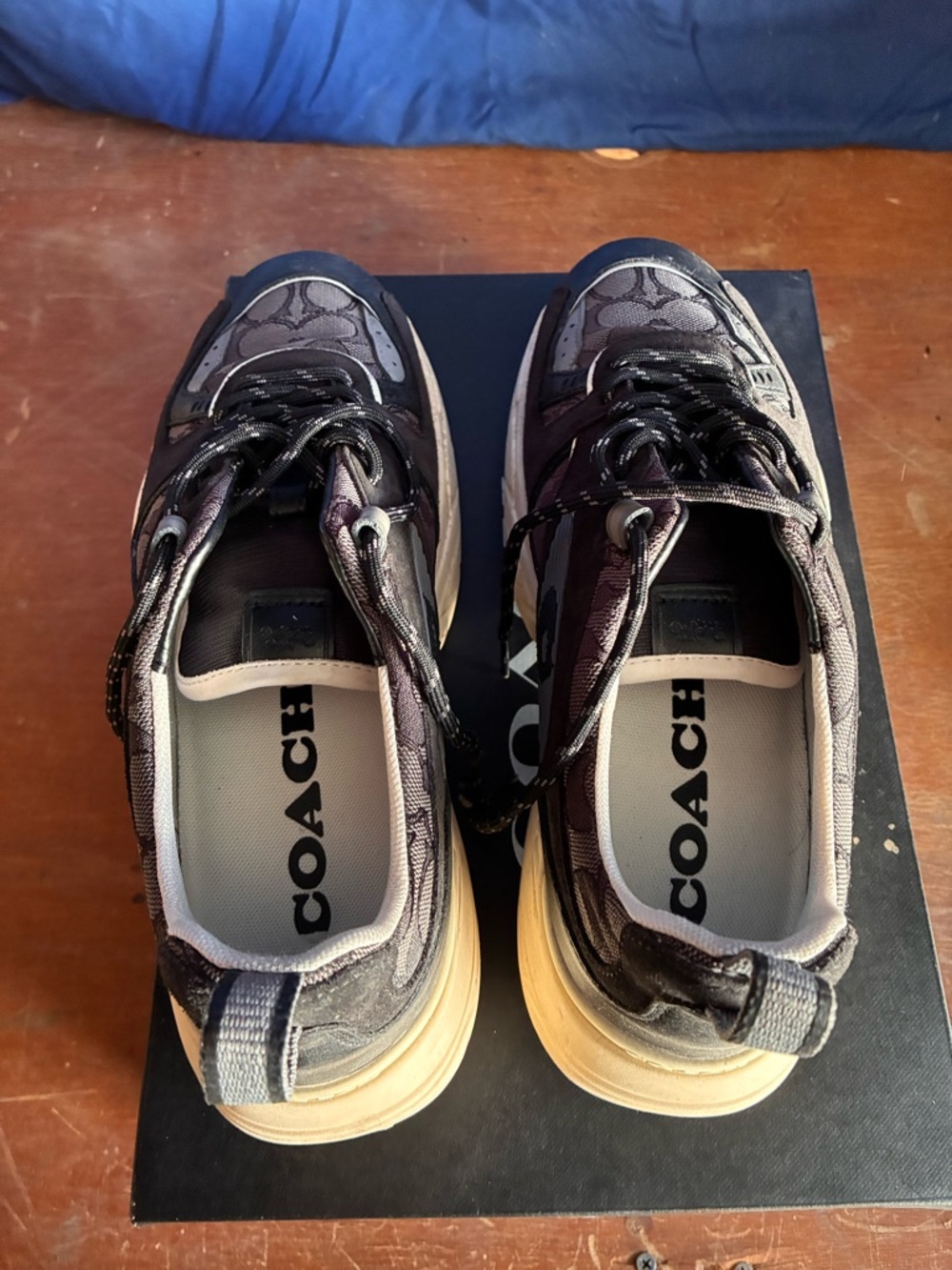 Coach Men's Black and Tan Chunky Lace-Up Sneaker - Picture 4 of 6